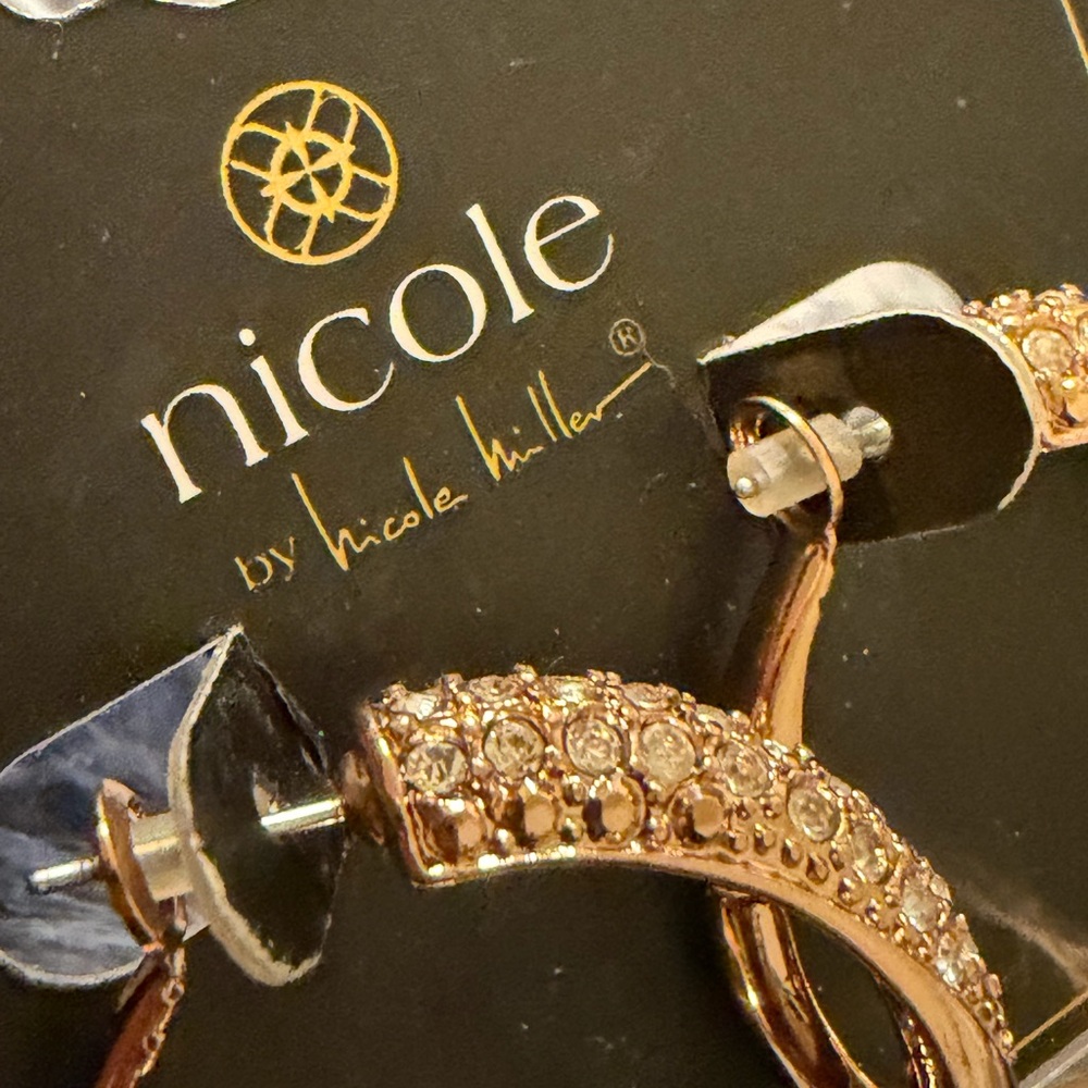 Nicole Sparkling Gold Hoop Earrings - Picture 4 of 11